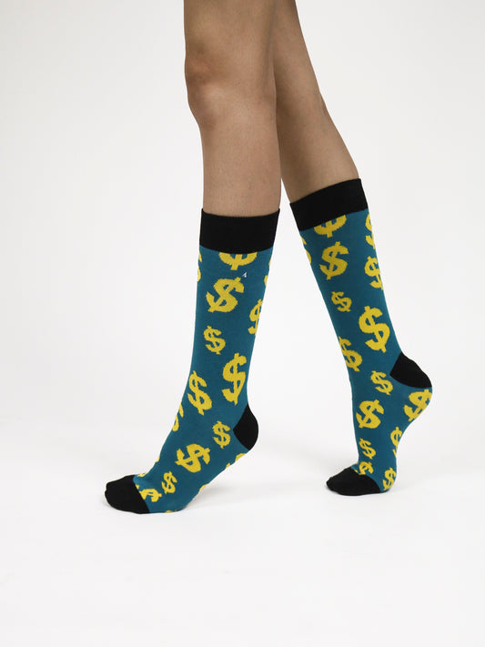 Dollar Unisex Crew Socks (Turquoise)