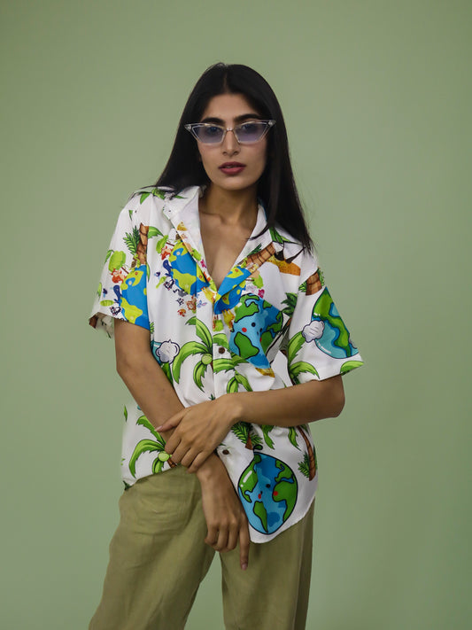 Earth Edition Summer Cool Half Sleeve 100% Rayon Printed Unisex Shirt