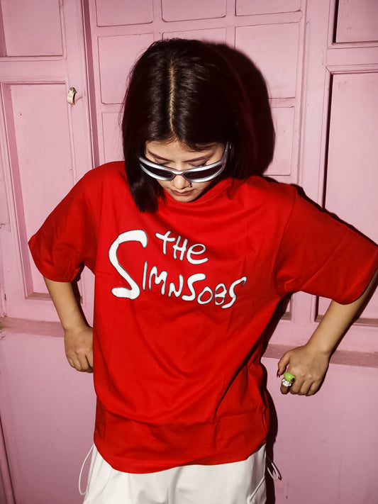 The Simnsobs Oversized 100% Cotton Apple Red Printed Unisex T-Shirt