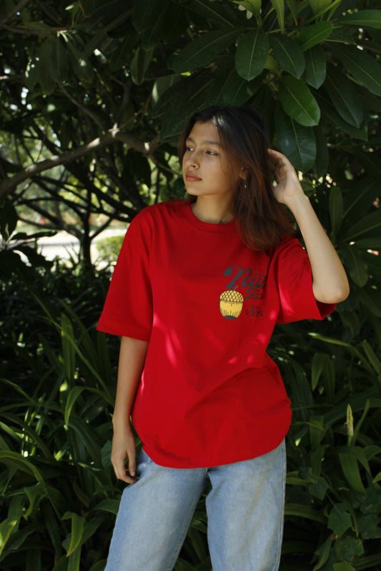 Nuts Team Oversized 100% Cotton Apple Red Printed Unisex T-Shirt