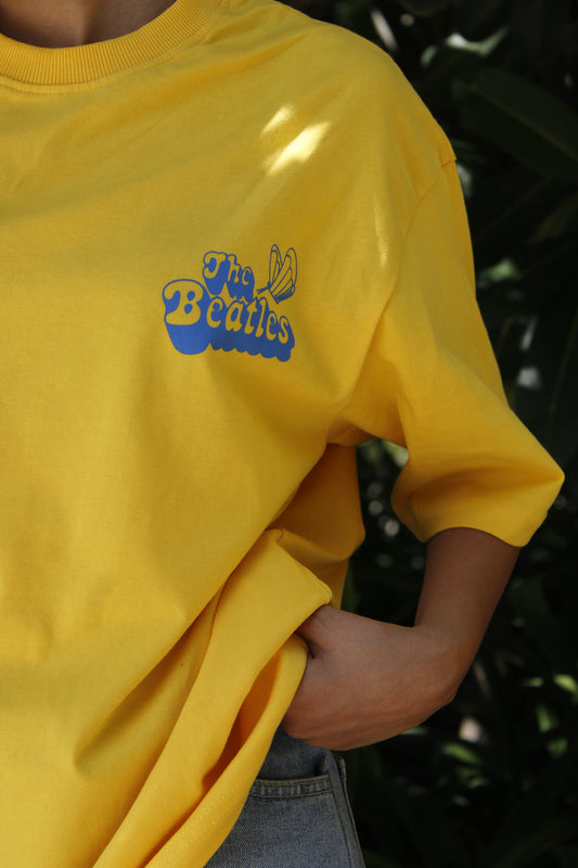 The Beatles Oversized 100% Cotton Minion Yellow Printed Unisex T-Shirt