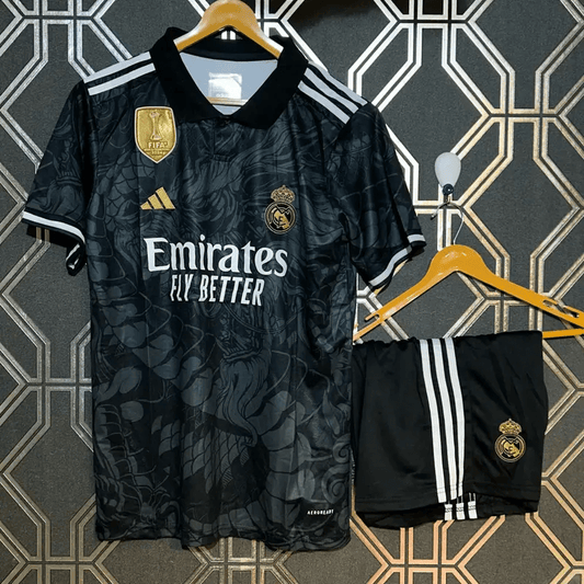 Real Madrid Black Dragon 2024 Edition Jersey with Shorts