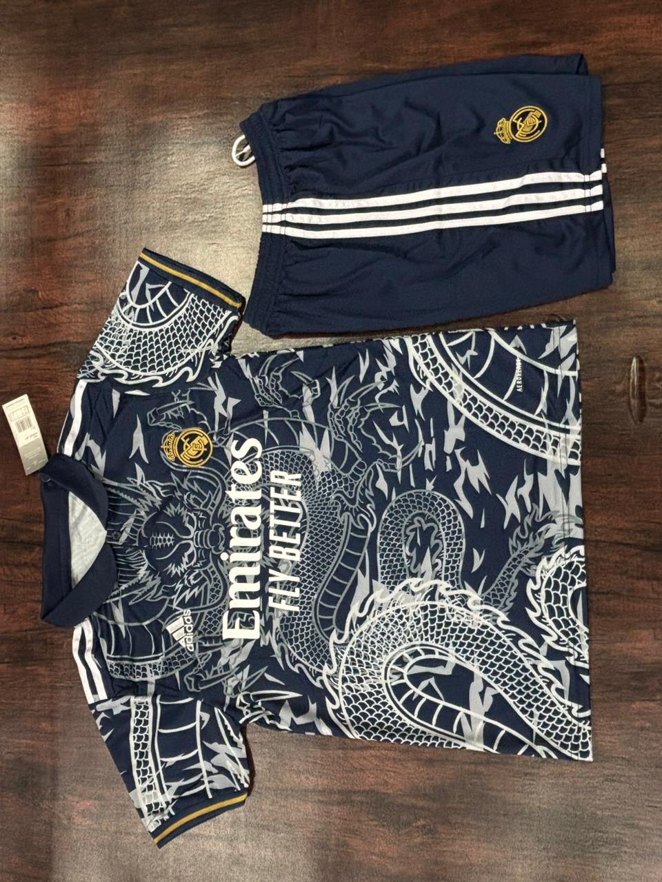 Real Madrid Blue Dragon Jersey with Shorts