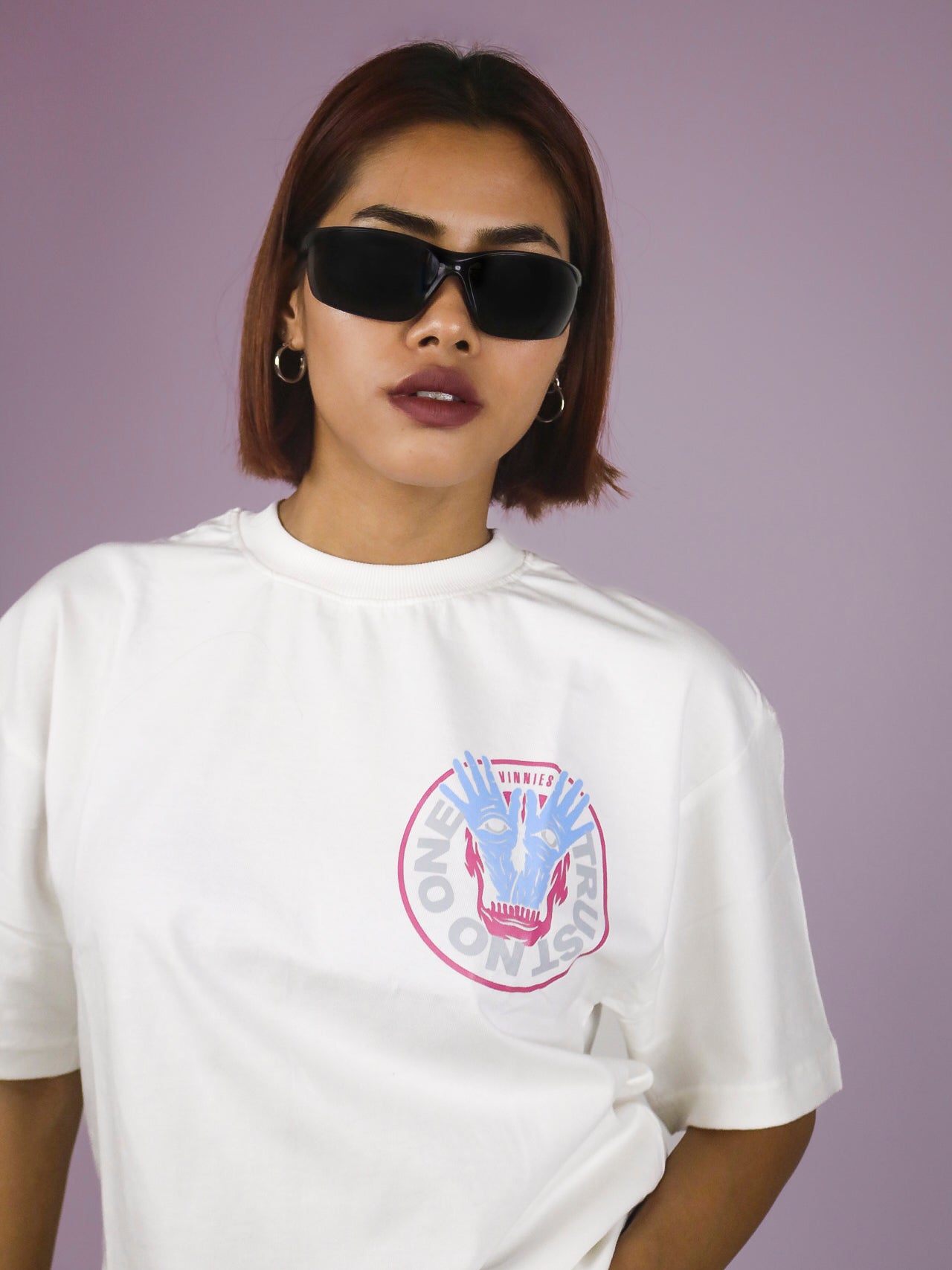 Trust No One Oversized 100% Cotton Pearl White Printed Unisex T-Shirt