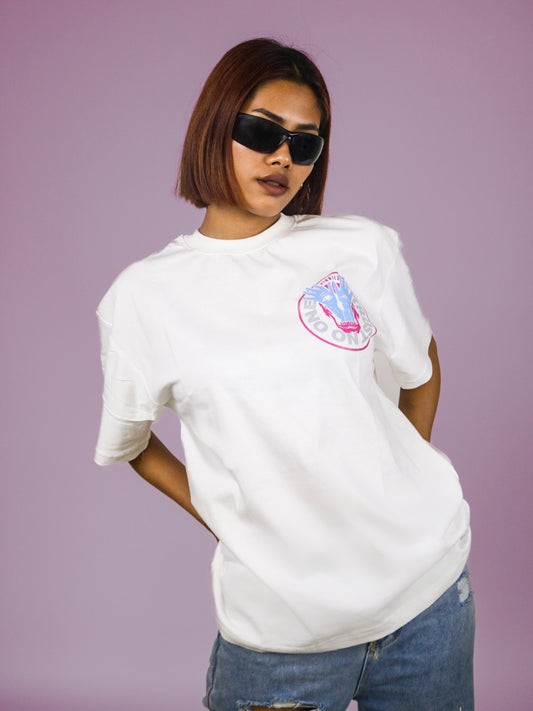 Trust No One Oversized 100% Cotton Pearl White Printed Unisex T-Shirt
