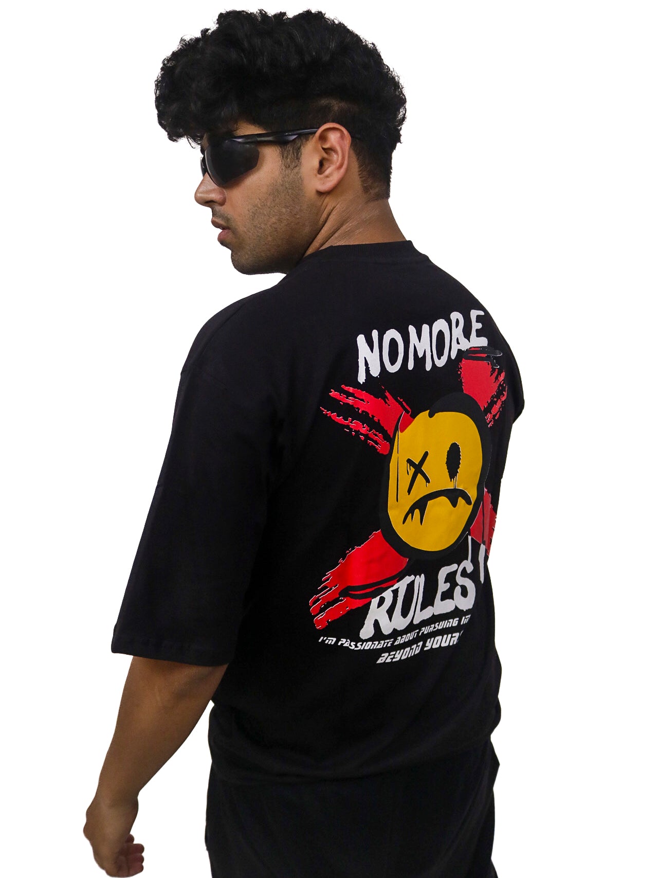 No More Rules Oversized 100% Cotton Vantablack Printed Unisex T-shirt