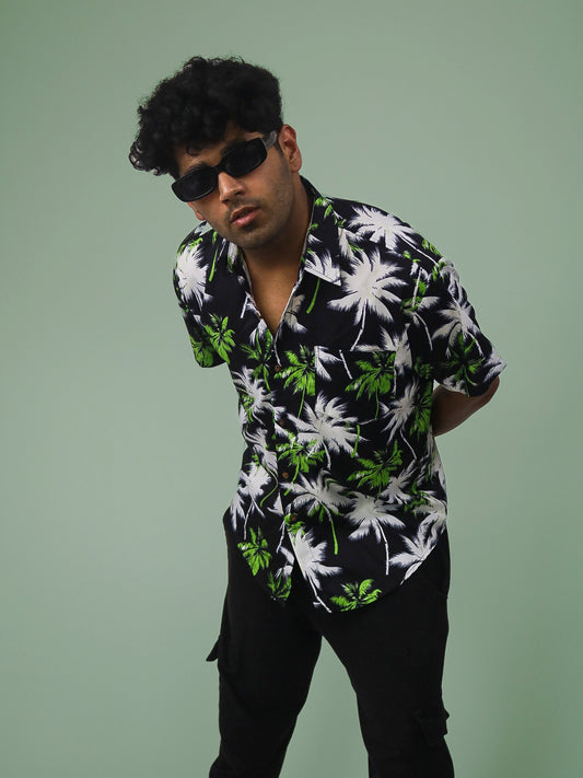 Hemp Leaf Summer Cool Half Sleeve 100% Rayon Printed Unisex Shirt