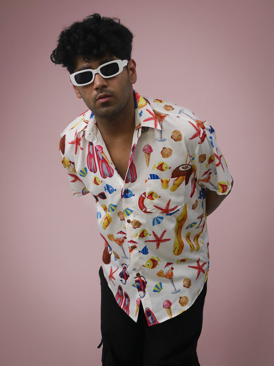 Beach Edition Summer Cool Half Sleeve 100% Rayon Printed Unisex Shirt