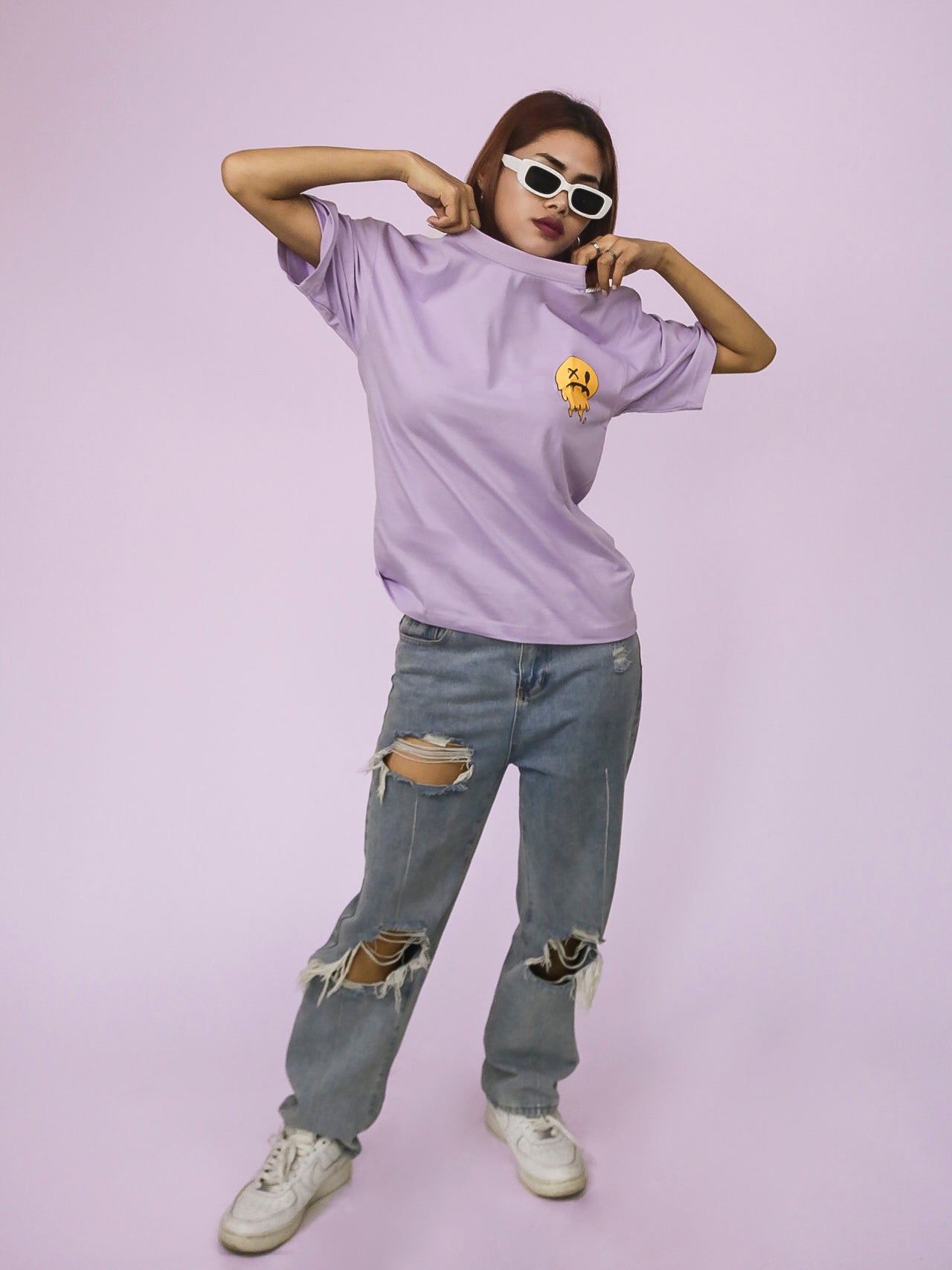 No More Rules Oversized 100% Cotton Lavender Mauve Printed Unisex T-shirt