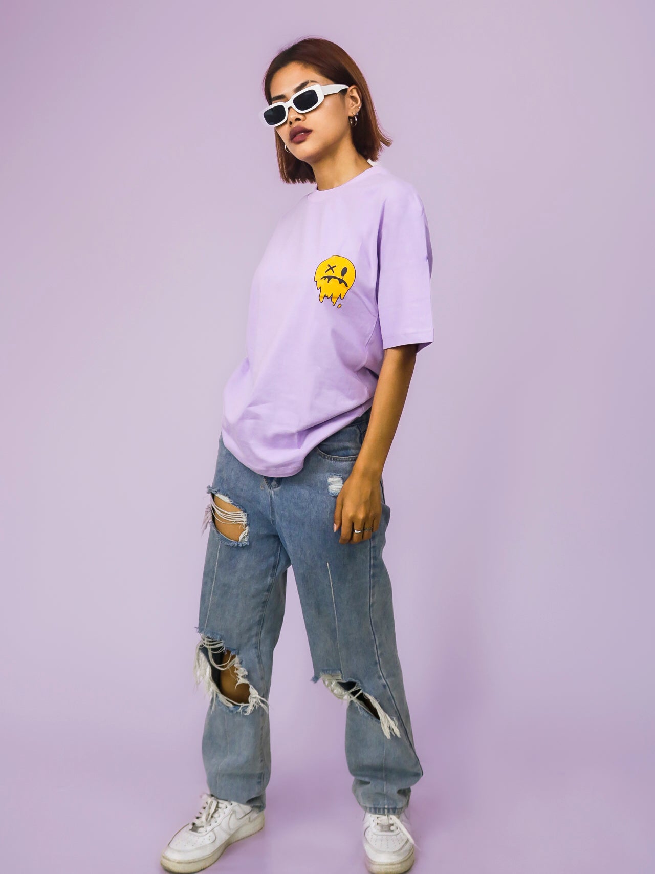 No More Rules Oversized 100% Cotton Lavender Mauve Printed Unisex T-shirt
