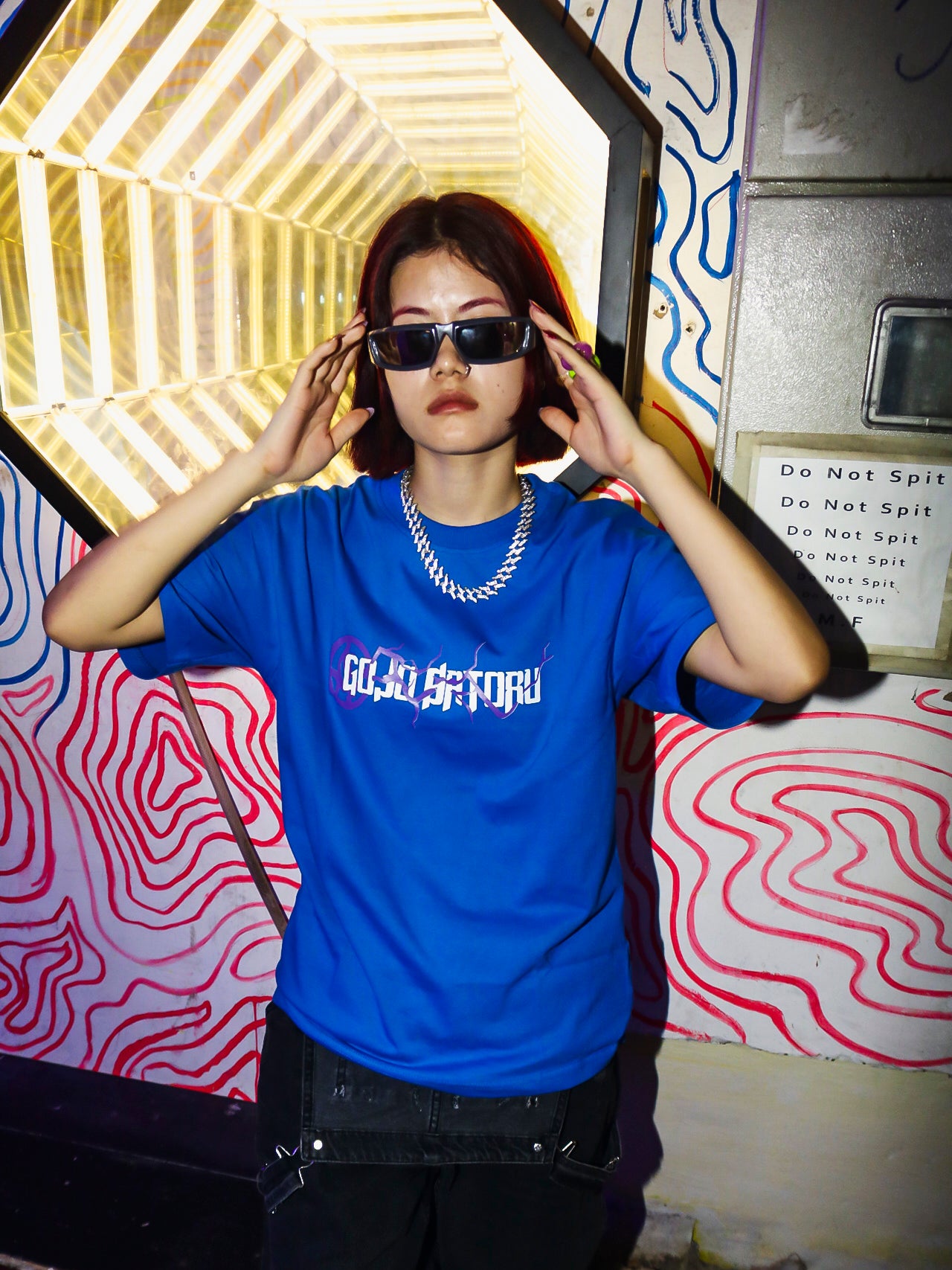 Gojo Satoru Oversized 100% Cotton Azure Blue Printed Unisex T-Shirt