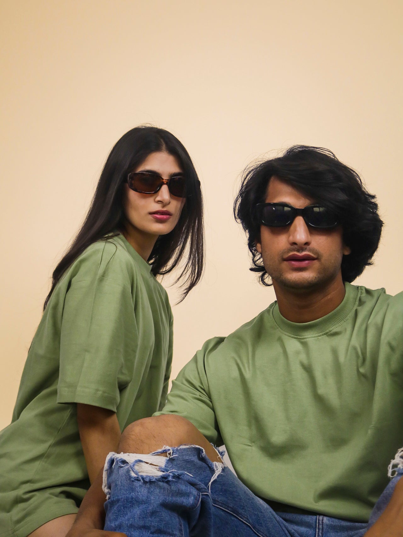 Pastel Green Oversized 100% Cotton Solid Unisex T-Shirt