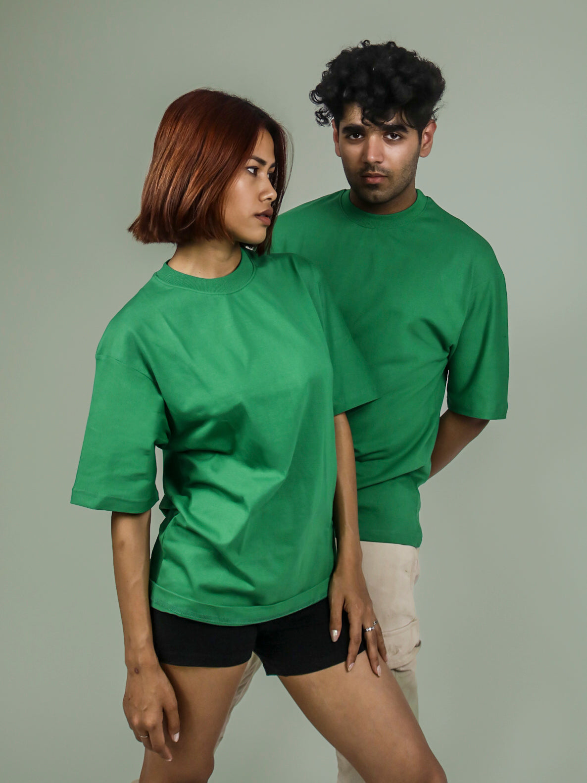Emerald Green Oversized 100% Cotton Solid Unisex T-Shirt