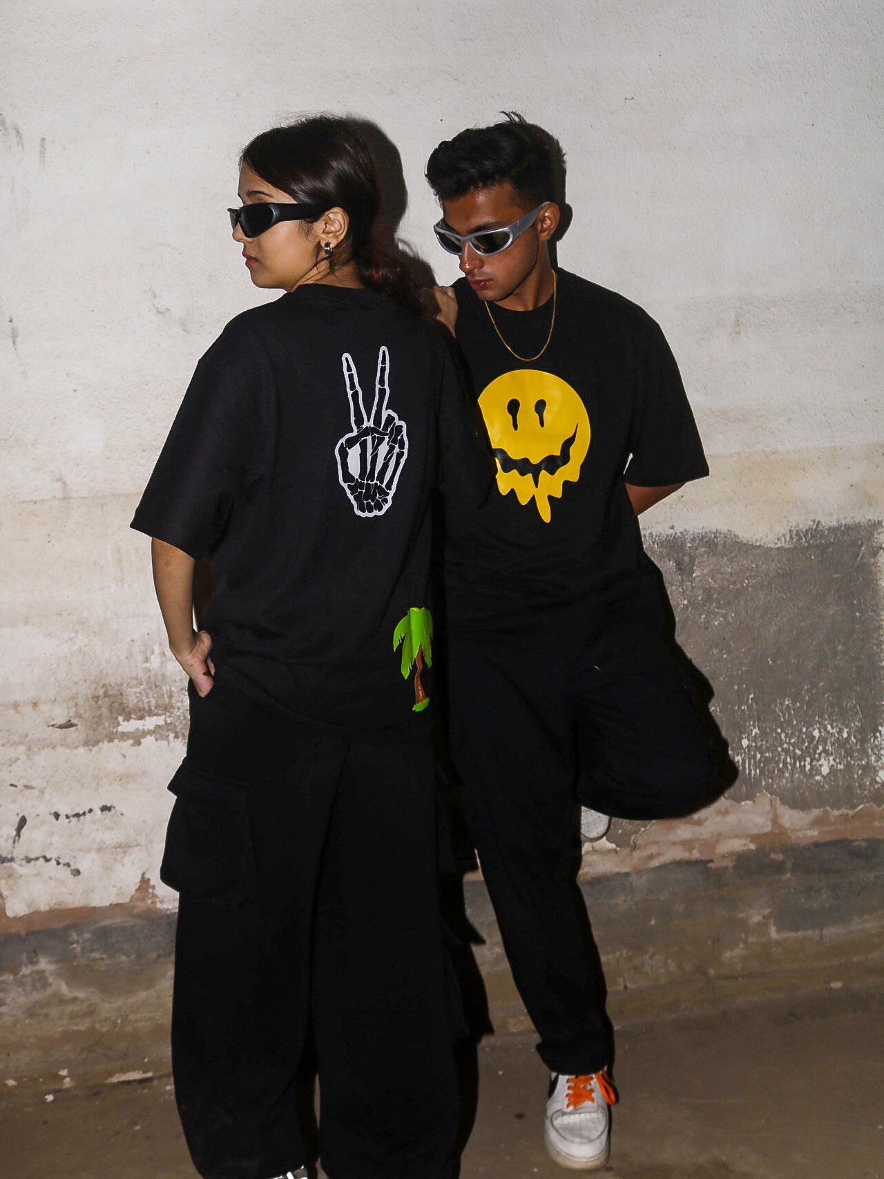 Smiley Oversized 100% Cotton Vantablack Printed Unisex T-Shirt