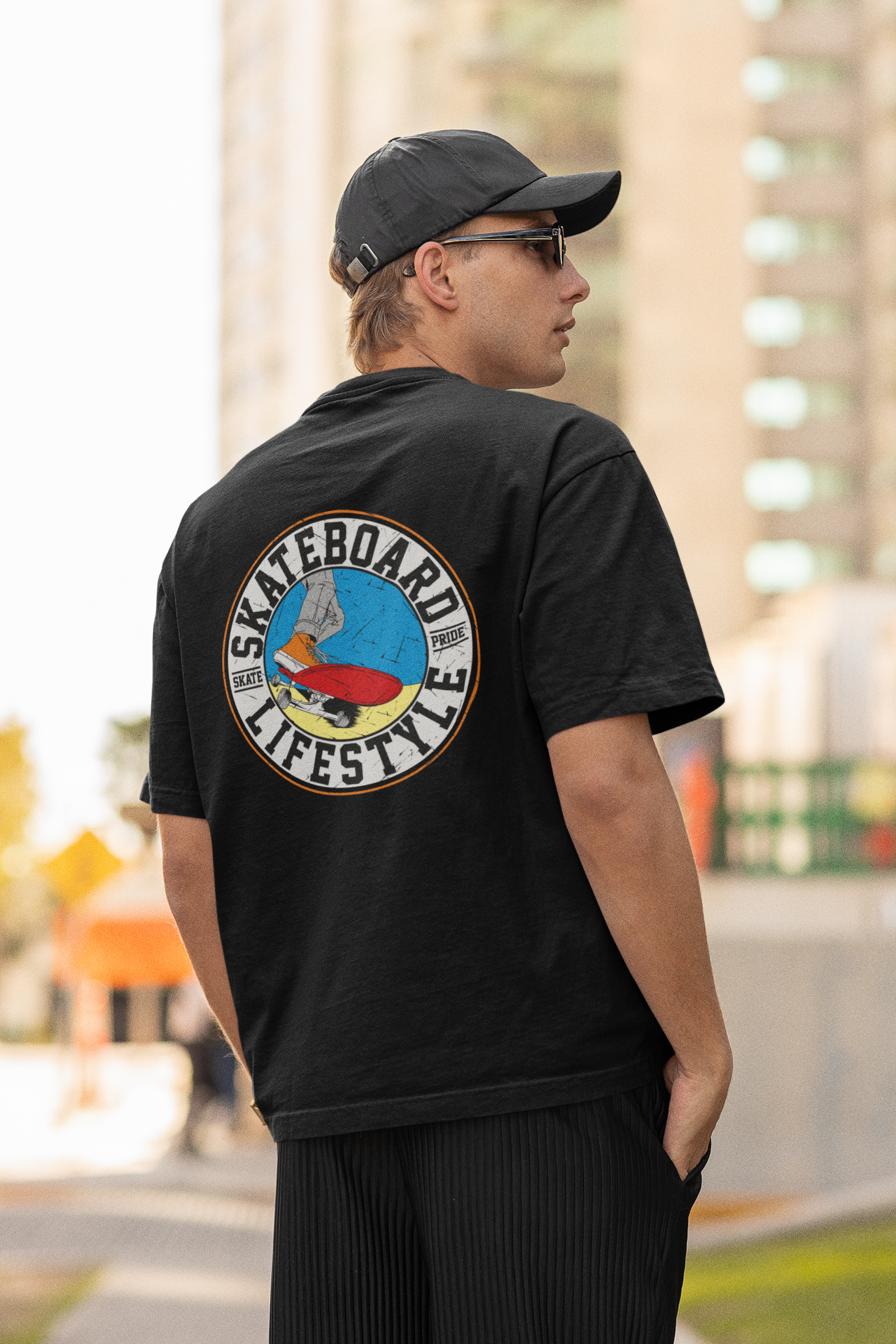 Street Mode Skateboard Oversized 100% Cotton Vantablack Printed Unisex T-Shirt