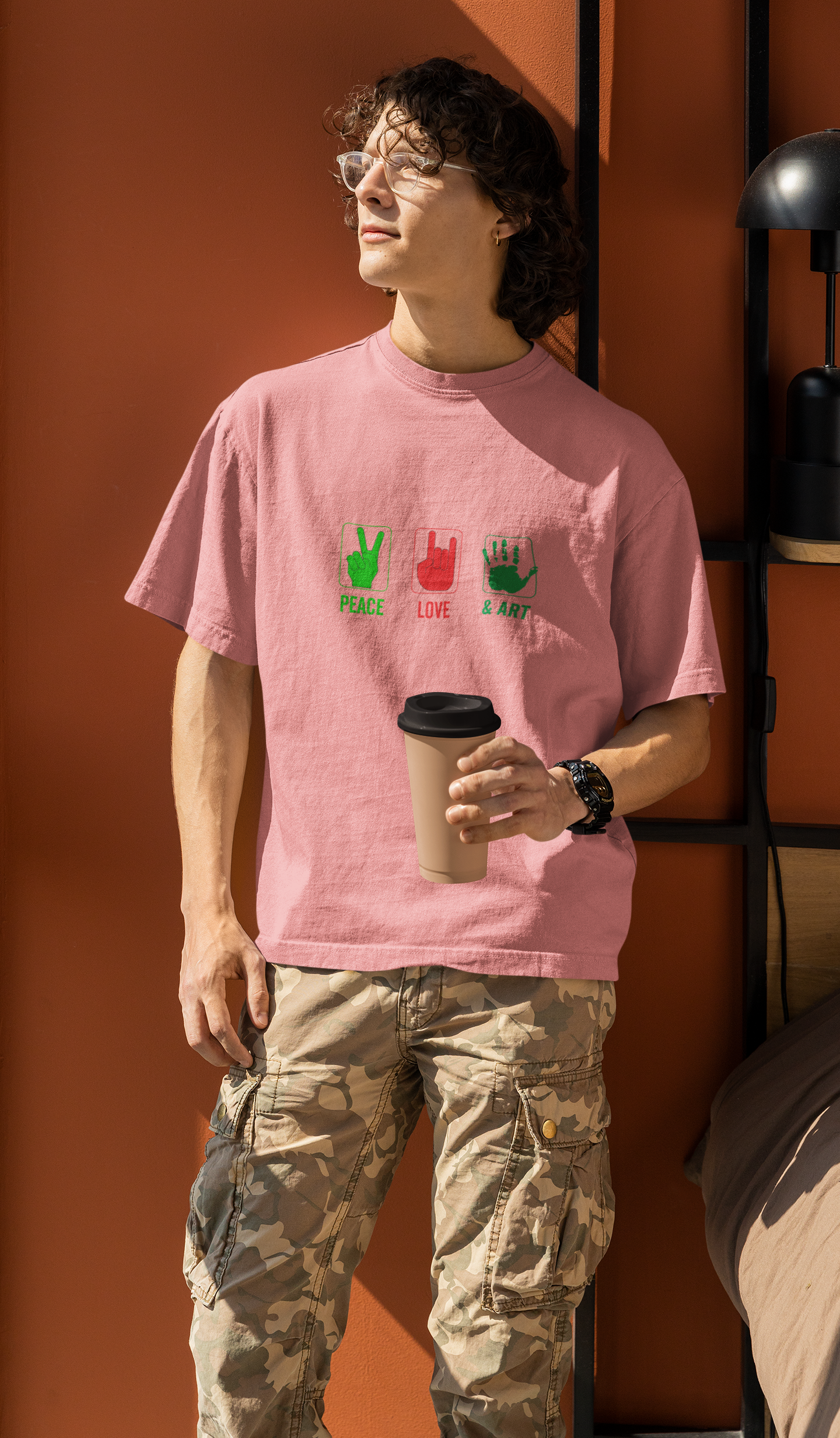 Peace Love & Art Oversized 100% Cotton Printed Unisex T-Shirt
